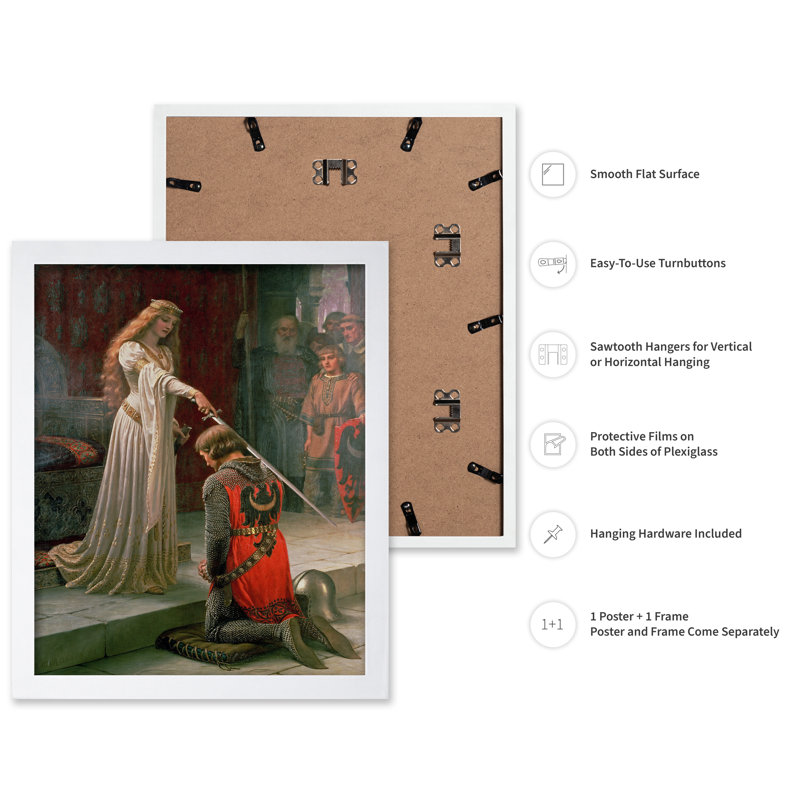 Edmund Leighton - La distinction, Poster, White Framed, 16"H x 20"W