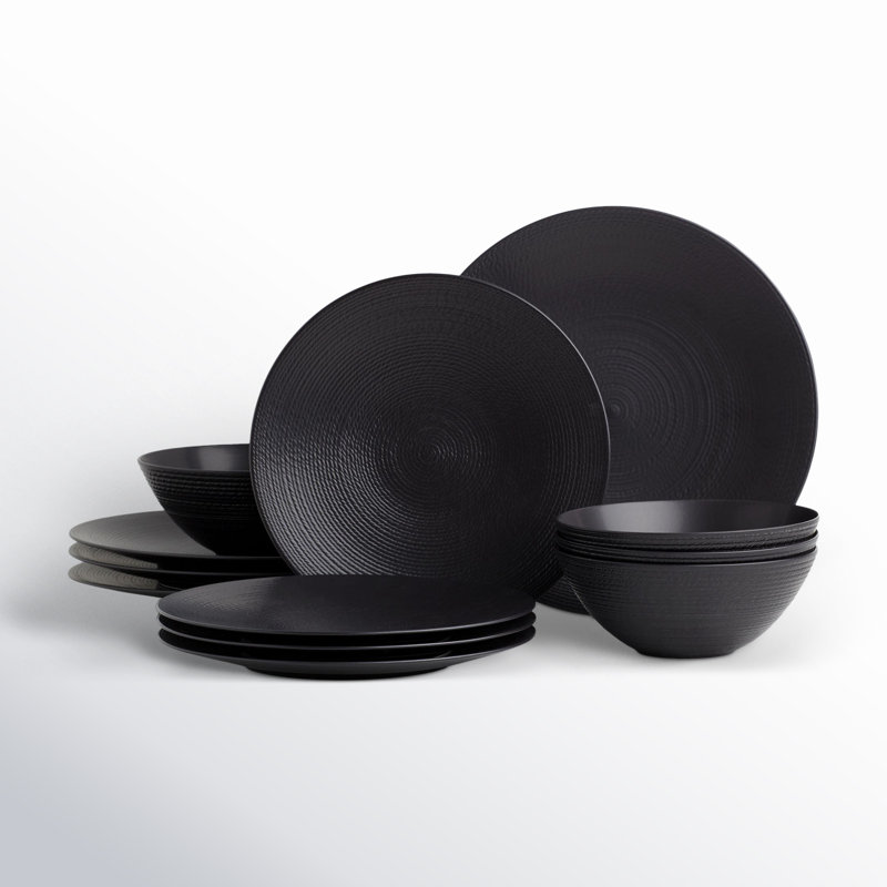 Lenox LX Collective Porcelain Dinnerware Set - Service for 4, Black