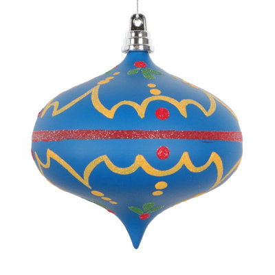 4" Blue Hand-Painted Onion Ornament. Includes 3 pieces per bag.