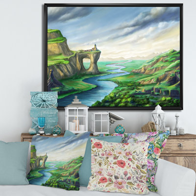 " Blue Fantasy Landscape With Meandering River "
