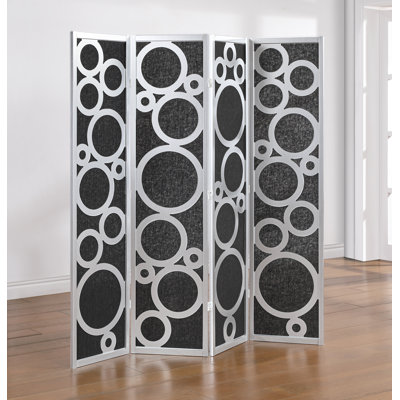  Paravent 4 panneaux Tavari, paravent décoratif pliant autoportant, argent