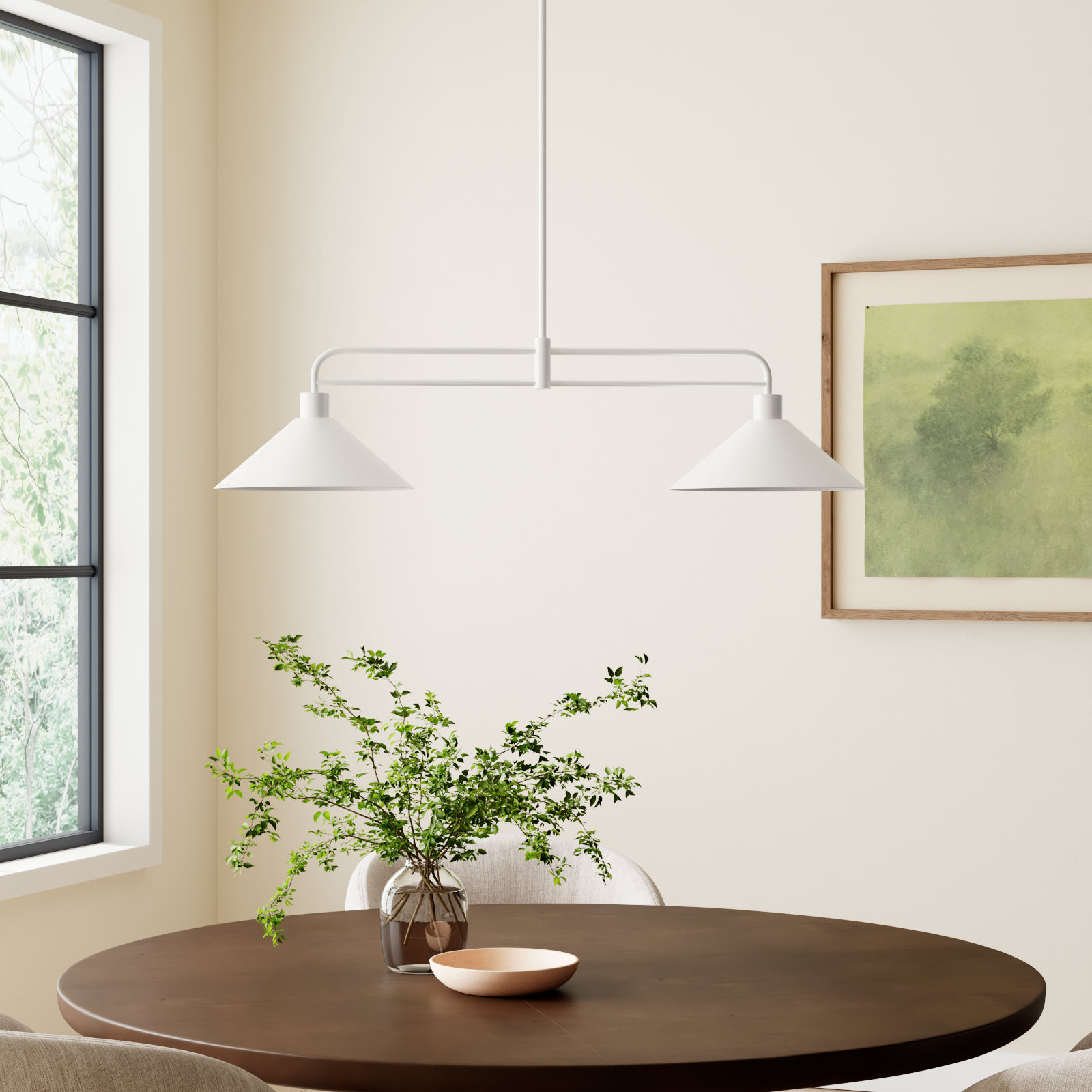 Fayra Dimmable 2-Light Pendant, White