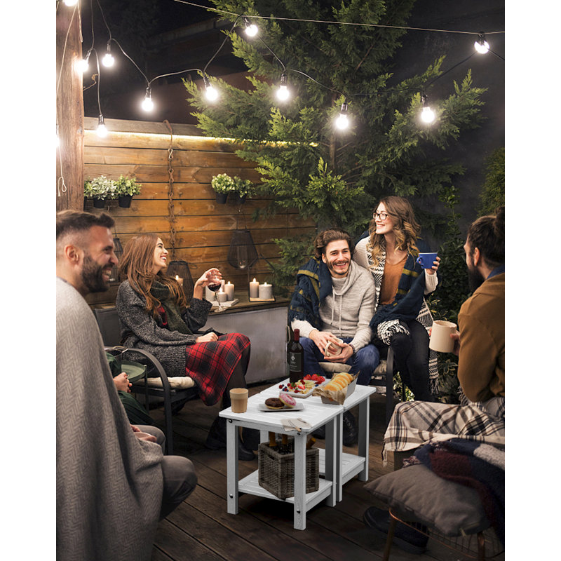 Rosibel Rectangular Outdoor Side Table , 16.14'' in. W 12.59'' in. D, White