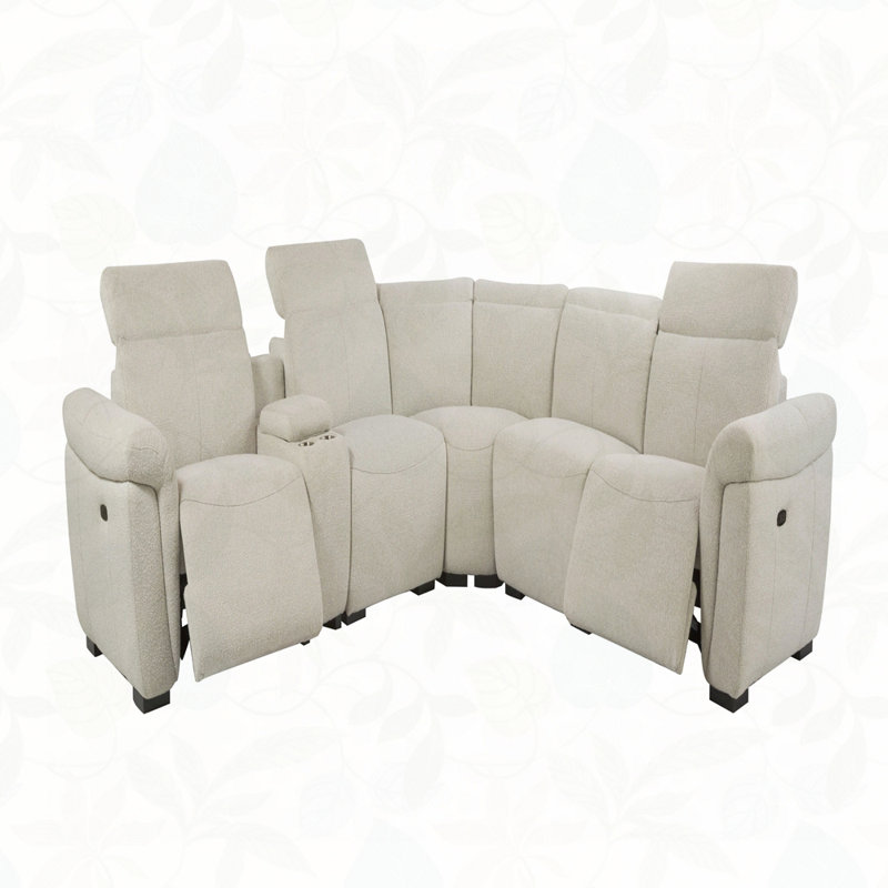 Canapé modulaire inclinable électrique pour 5 personnes Dayana Beige Boucle