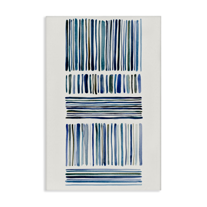 Art mural linéaire sur toile à rayures froides, design par Hannah Dawson, H 36 po x l 24 po