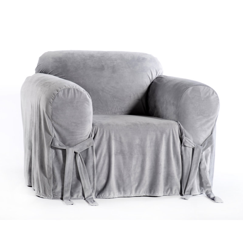 Housse pour fauteuil à coussins carrés/rectangulaires, Argent, Velours