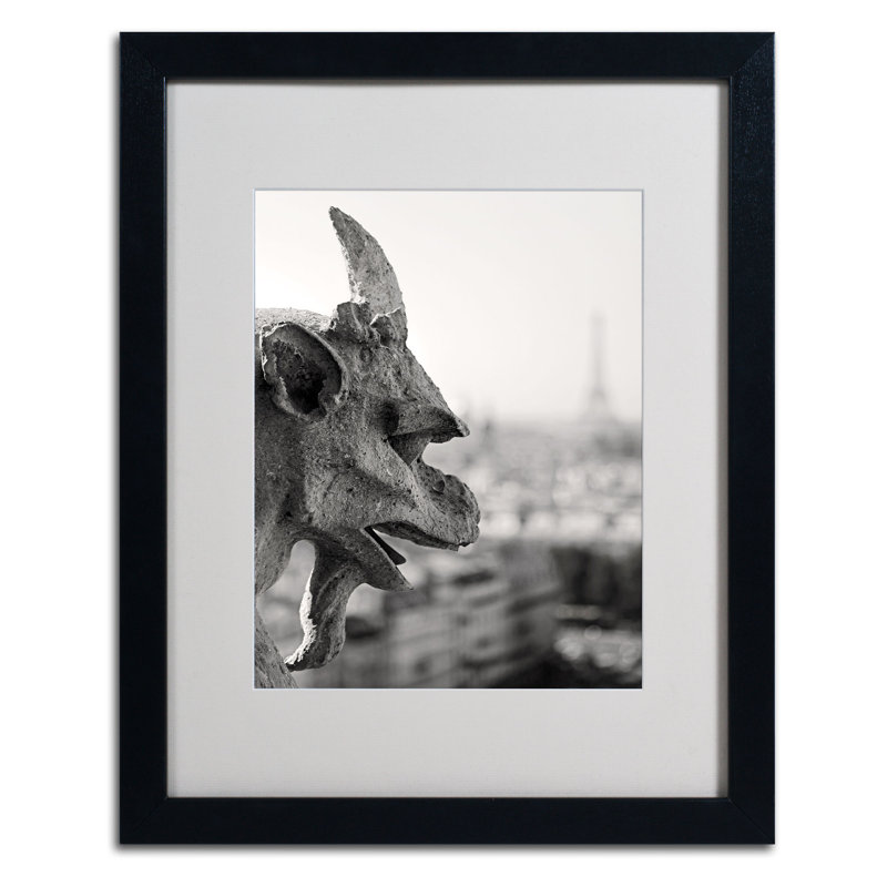 « gargouille paris » par pierre leclerc,, reproduction de photo encadrée, Noir, H 20 po x l 16 po x P 0,5 po