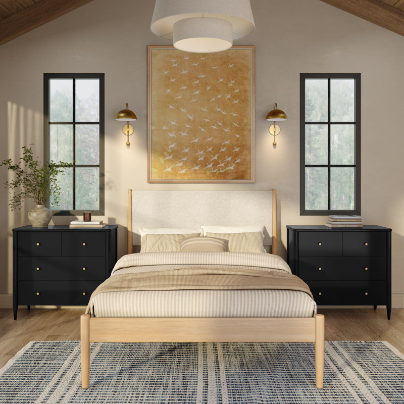 Commode à 3 tiroirs avec compartiment supérieur divisé Harbor, Noir