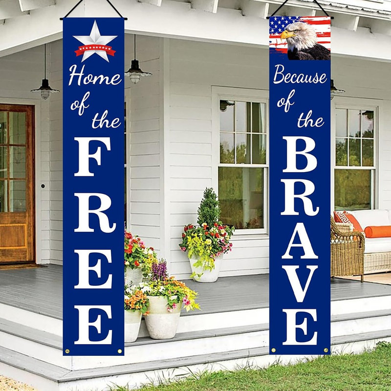 4 juillet - Décorations patriotiques - Bannières suspendues pré-assemblées pour le jour du Souvenir, la fête du Travail, la fête des Anciens Combattants, le retour militaire - rouge, blanc, bleu, fête