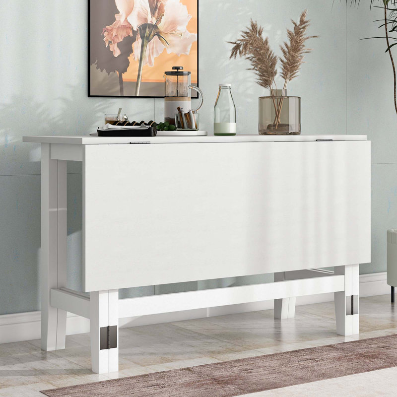 Farmhouse Wood Extendable Dining Table With Drop Leaf (Only Table), White