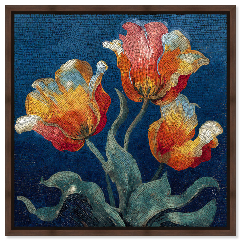 "Tiles de tulipes II", impression murale sur toile encadrée par Art Remedy, cadre en noyer, 16 x 16, 17"H x 17"W