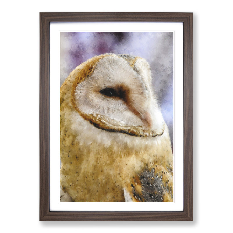 Barn Owl Vol.4 - Picture Frame Painting, 65cm H x 48cm W x 2cm D, Walnut Framed