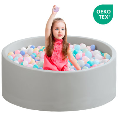 Kids Foam Ball Pit for Toddlers with Large Baby Ball Pit with Soft Memory Sponge Indoor Outdoor Toys,Grey（No Balls Included）