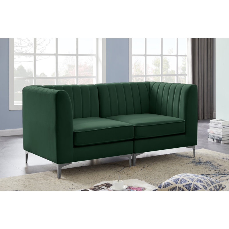 Canapé modulaire Enson, Velours vert