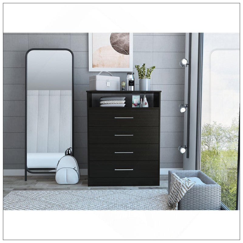 Commode Atlanta, chambre à coucher, noir, Noir