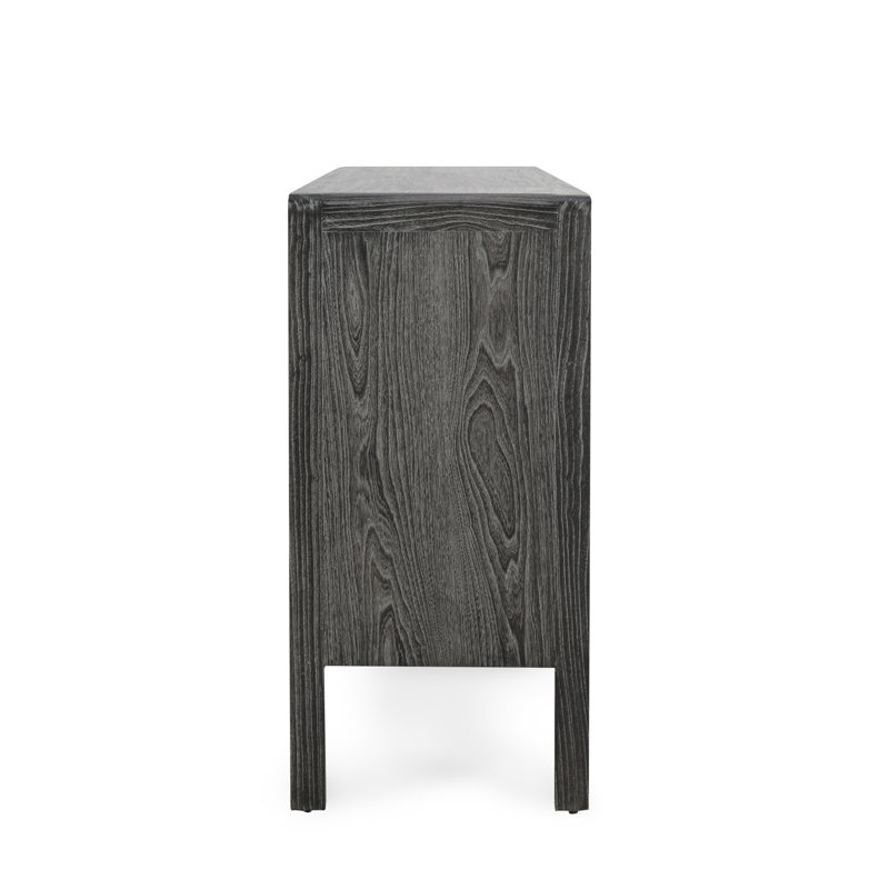 Spencer 79" Wide Elm Solid Wood Sideboard, Black/Brown