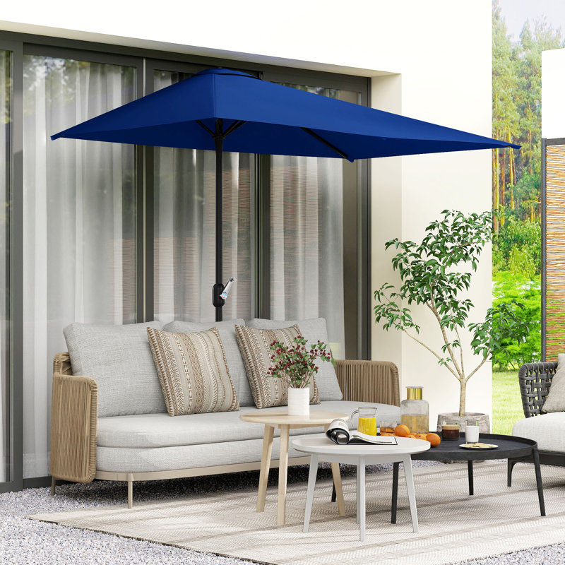 Parasol de balcon extérieur demi-parasol 8 pi, Bleu foncé