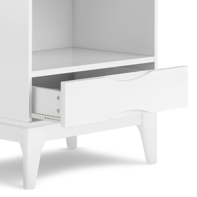 Transitional Solid Hardwood Adjustable Bookcase with Storage in White