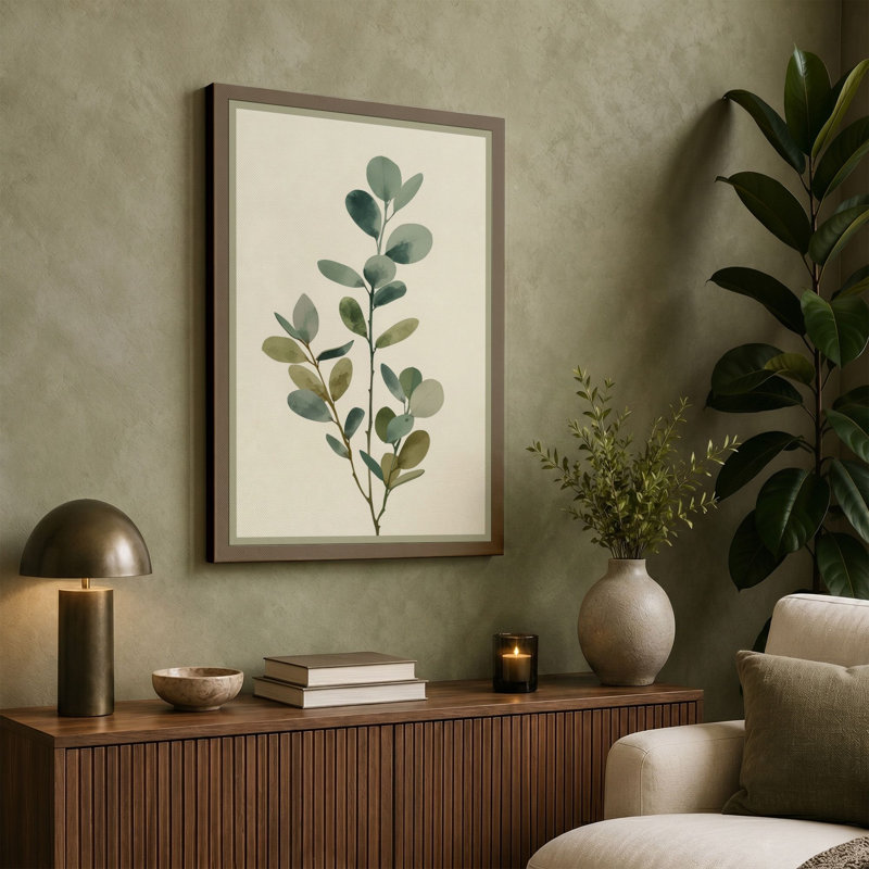 Study in Sage Botanical - Wrapped Canvas, 30x20 - 76.2 x 50.8 cm, Sage Border
