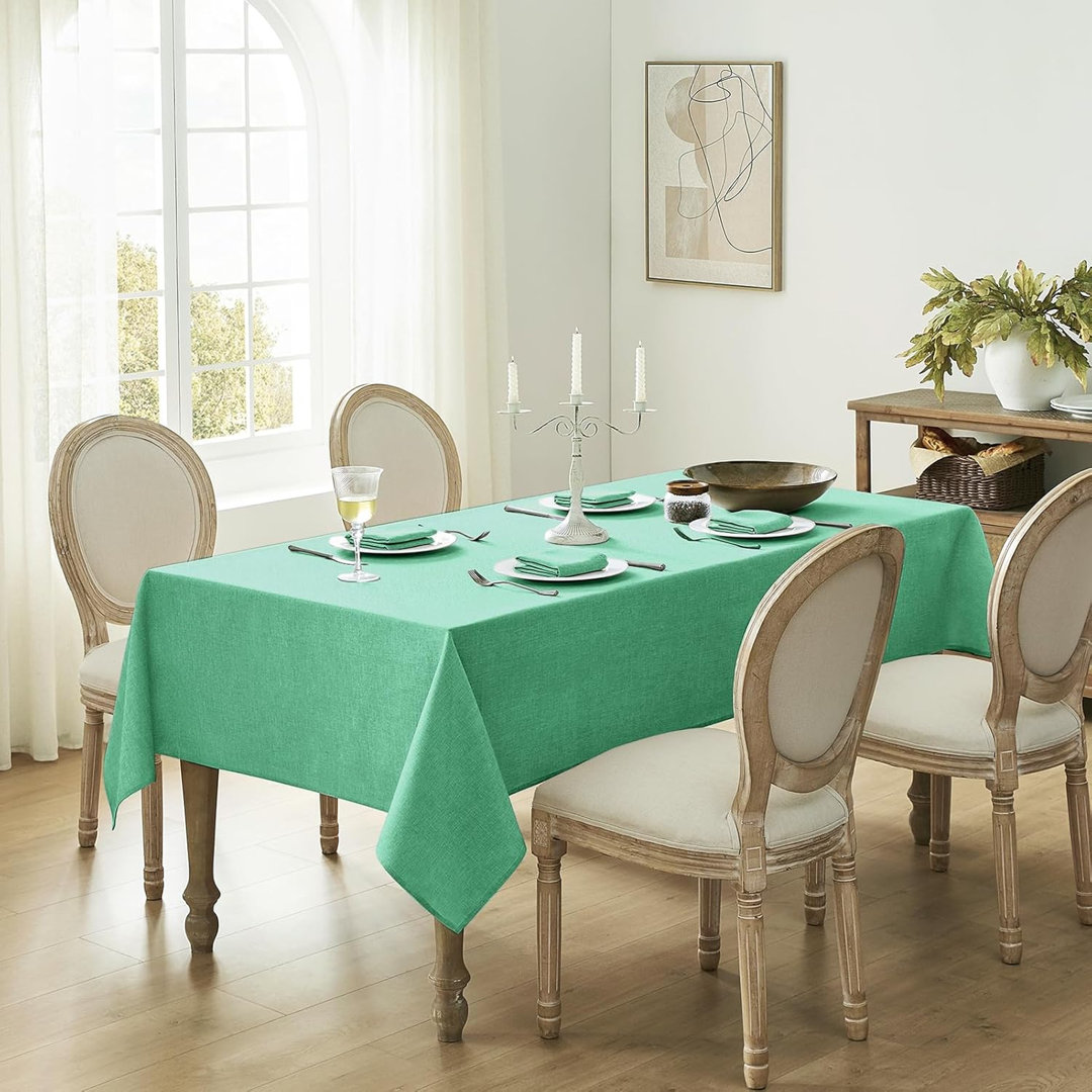140×200cm Rectangular Faux Linen Wipeable Water Resistant Tablecloth