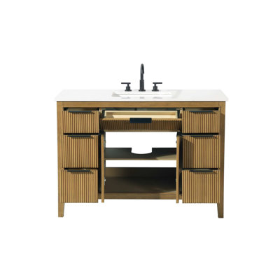 Meuble-lavabo simple 48 po en teck miel