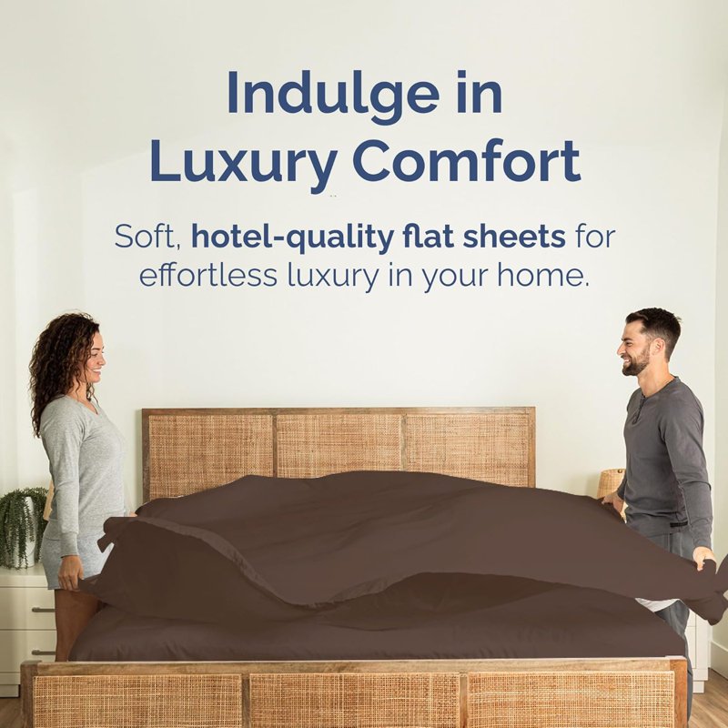 Soft Flat Sheet – Cooling, Breathable & Wrinkle Free Top Sheet, Brown, King