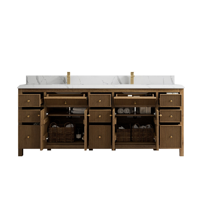 Ensemble de meuble-lavabo double 84 po Sonoma, Calacatta Laza
