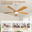 Ventilateur de plafond moderne de 52 pouces avec moteur à courant continu réversible à télécommande et 3 pales à intensité variable 3 couleurs-1642672524-1642672526
