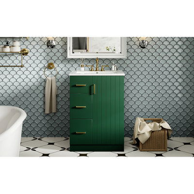 24 - Inch Bathroom Vanity With Under Mount Sink, 2 Drawers, And Soft Closing Door: Easy Installation Versatile Storage For Small Bathrooms Space Saving Functional Tight