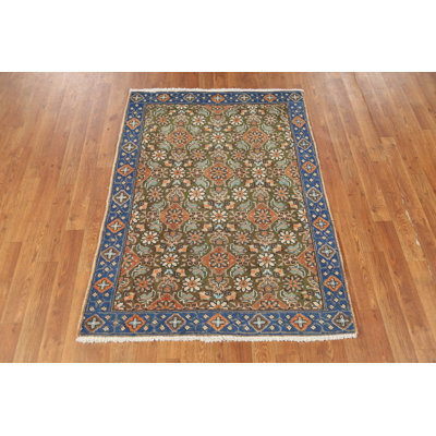 Handmade Green Wool Traditional Rug 3x5