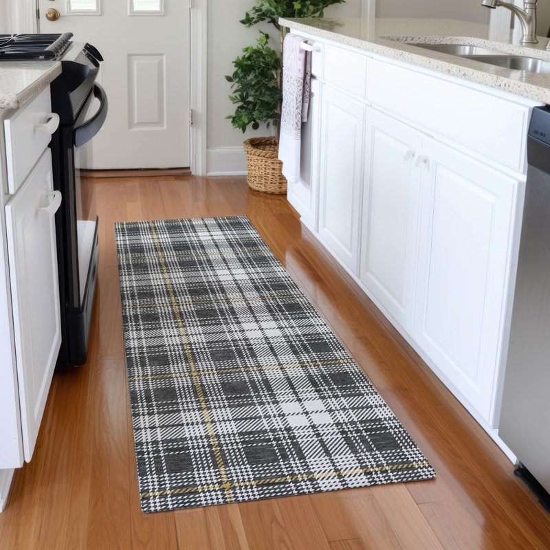 Premium Machine Washable Natoma AMF993 Plaid Rug, Runner 2'3" x 7'6"