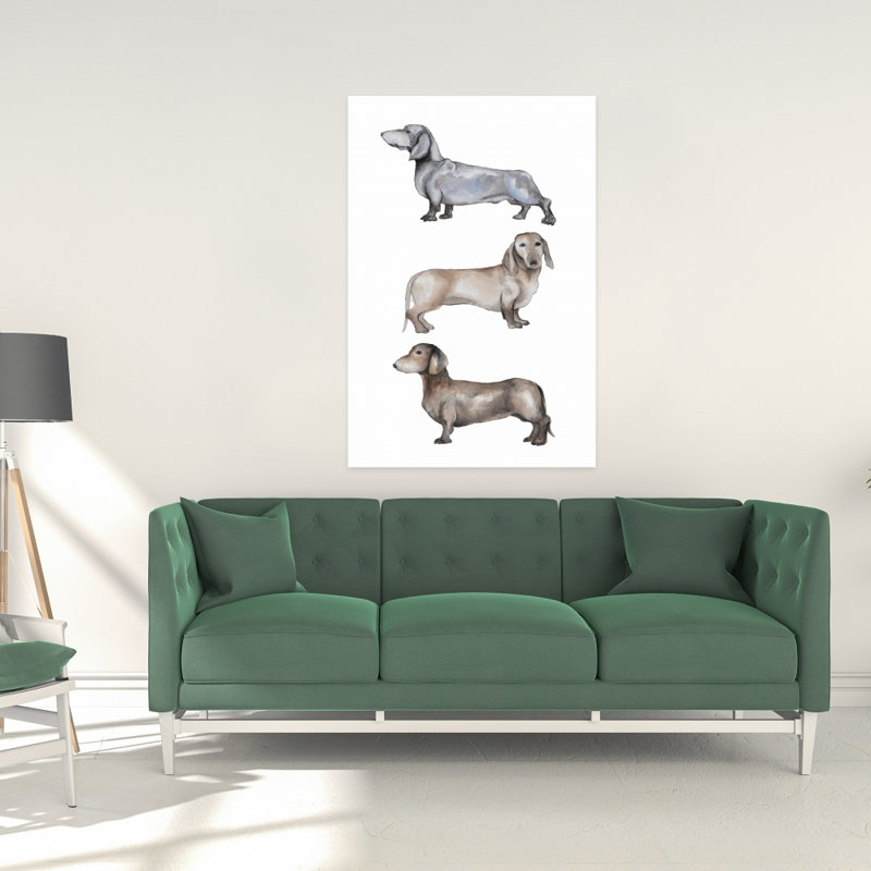 Petit chien teckel - Toile grise pour les amoureux des animaux de compagnie