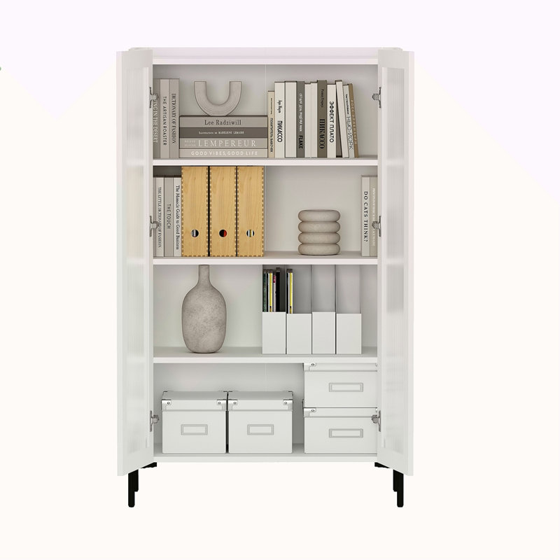 Bibliothèque 32 po en verre trempé blanc (4 tablettes)