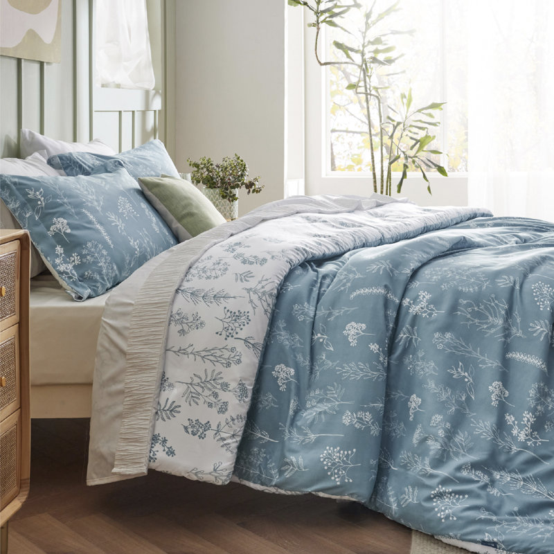 Ensemble de housse de couette réversible pour grand lit - housse de couette réversible avec fermeture à glissière, ensemble de literie à motif floral 3 pièces