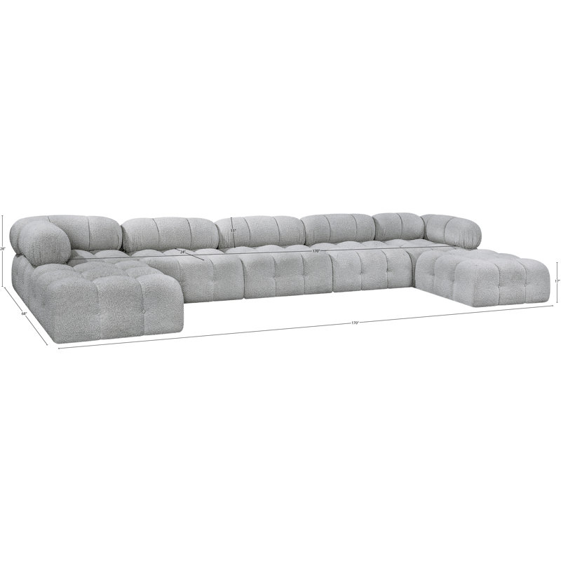 Canapé modulaire 170 po Ames, Tissu gris bouclé