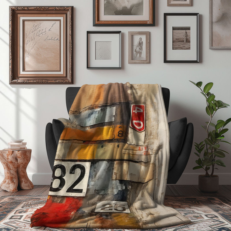Couverture arithmétique artistique 1 pièce Sherpa, L 60 po x L 80 po