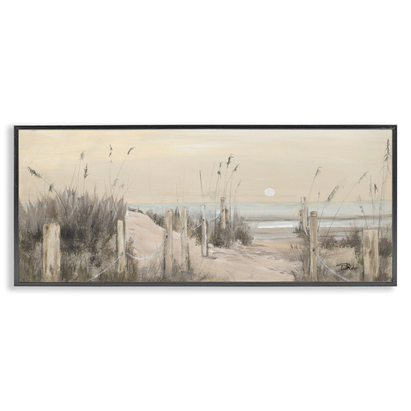 Art de la giclée encadrée White Moon Over Ocean par Patricia Pinto, Giclée encadrée noir minuit, H 10 po x l 24 po