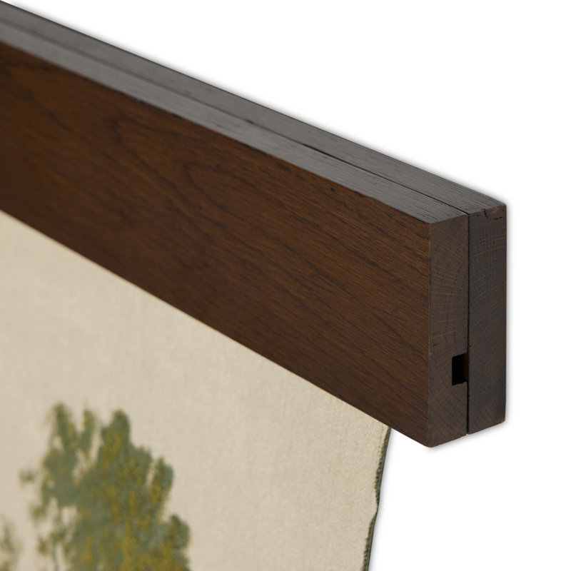 Toile Solid Wood Wall Hanging, Red Brown Oak/Toile Moss