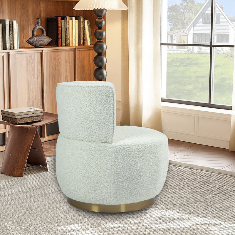 Modern style Teddy Swivel Barrel Accent Chairs with Gold Base, 360° Cuddle Chair for Living Room, Bedroom, Office or Club