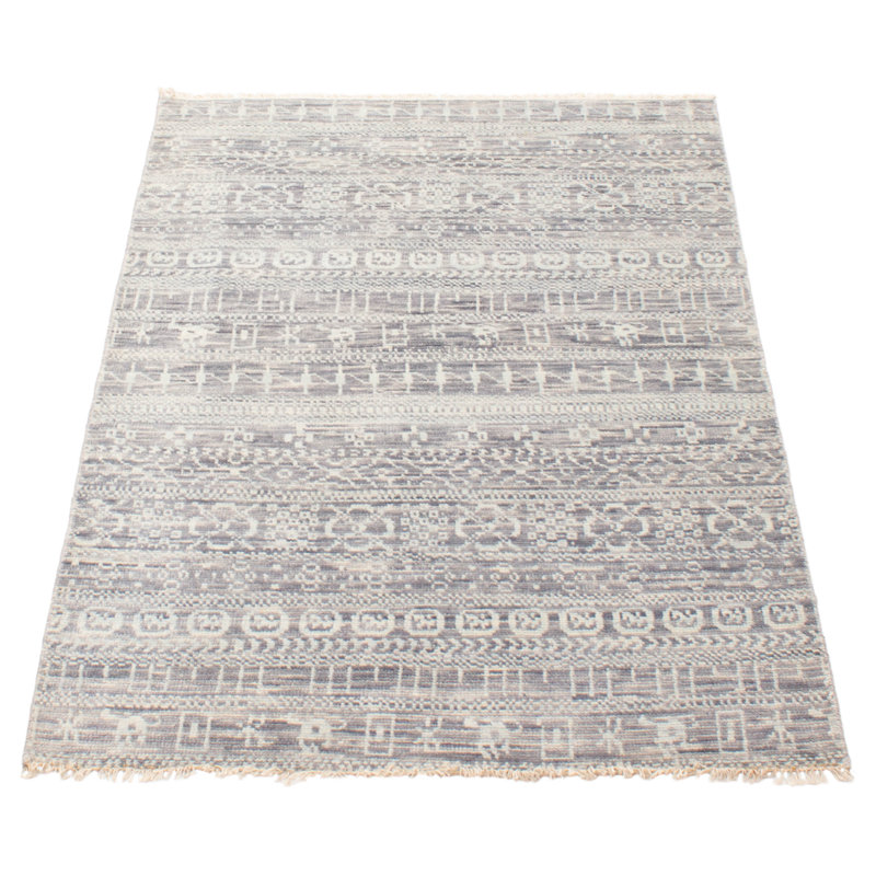 Tapis gris ombre en soie One Of A Kind 3 pi 11 po x 5 pi 11 po