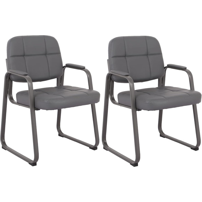 Chaise de salle d'attente avec structure en métal, gris, gris