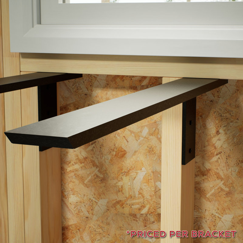 14-Inch Black Steel Right-Angle Countertop Support Bracket