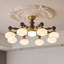 French-Style Retro Lamp Holder With Glass Lampshade Ceiling Lamp