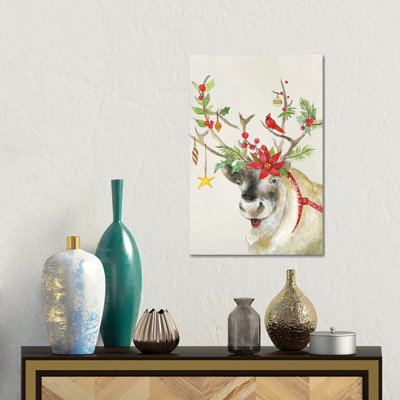 Playful Reindeer II - reproduction d'art murale - toile encadrée