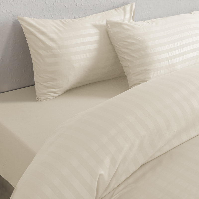 Microfiber Striped Duvet Cover with Pillow Shams Included, Single Duvet Cover + 1 Standard Sham