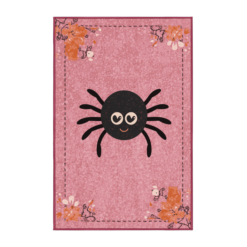 Tapis rose et rose moderne lavable à la machine Hartsdale, 8 x 10