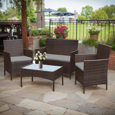 Julus Shena 4 Person Patio Outdoor Seating Group with Cushions