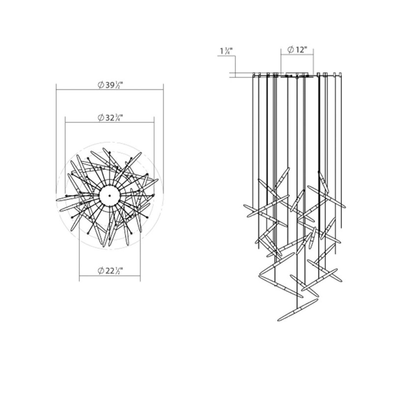 Ballet 24 - Light LED Chandelier, Bright Satin Aluminum