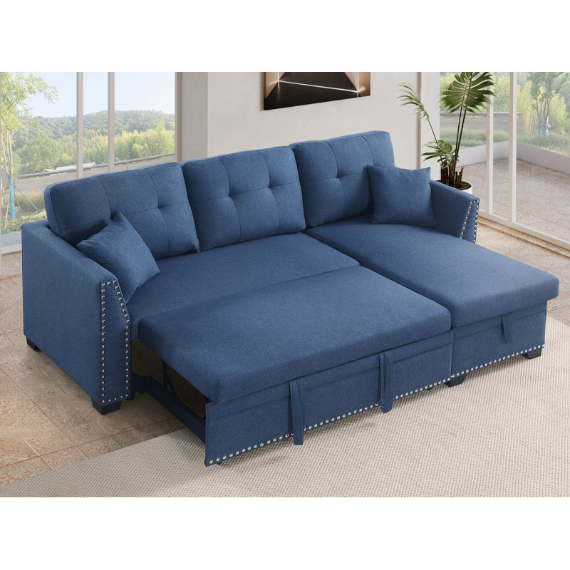 Lucenia Upholstered 81.5'' Sleeper Sofa, Blue