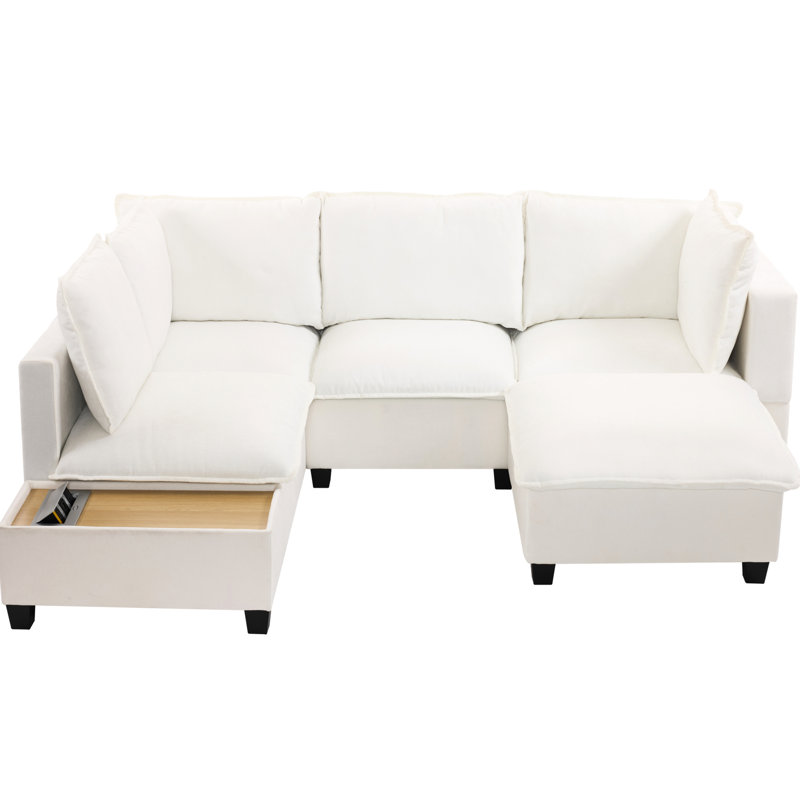 Modulaire en U avec table basse mobile et adaptable - élément de charge caché, zone de rembourrage confortable, garantie de durabilité élevée, rembourrage,